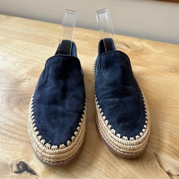 VINCE JALEN LOAFERS BEIGE 7M SUEDE UPPER ESPADRILLE RAFFIA BASE SLIP ON … - Picture 4 of 10